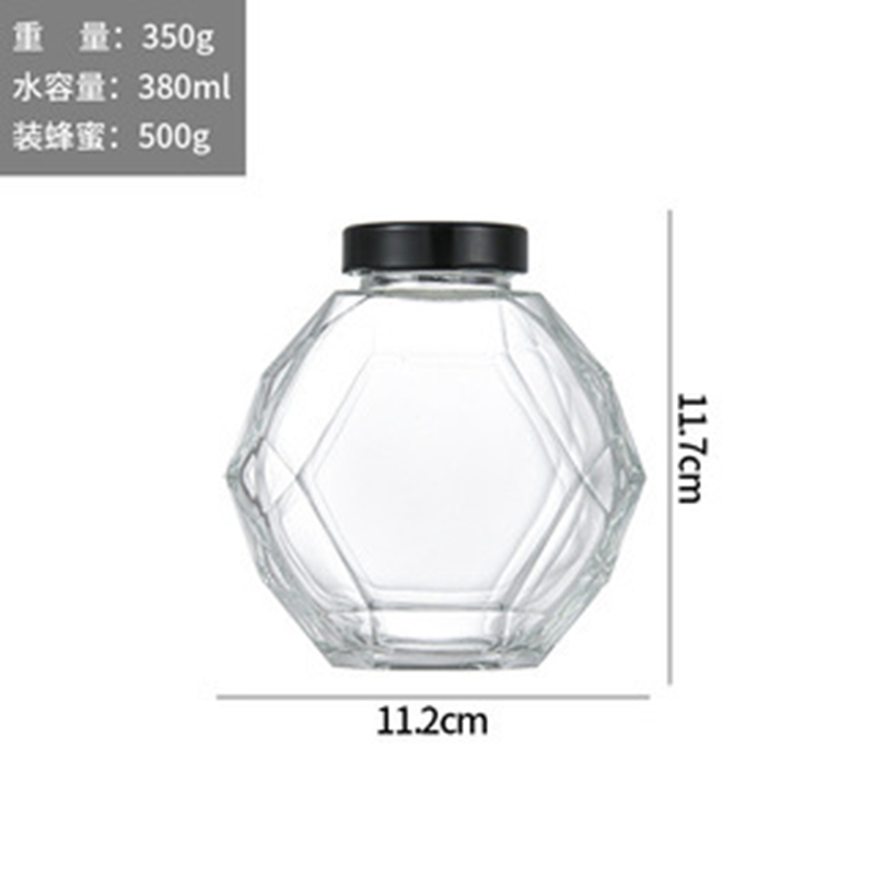 玻璃蜂蜜瓶1Hexagonal glass honey bottle (4)