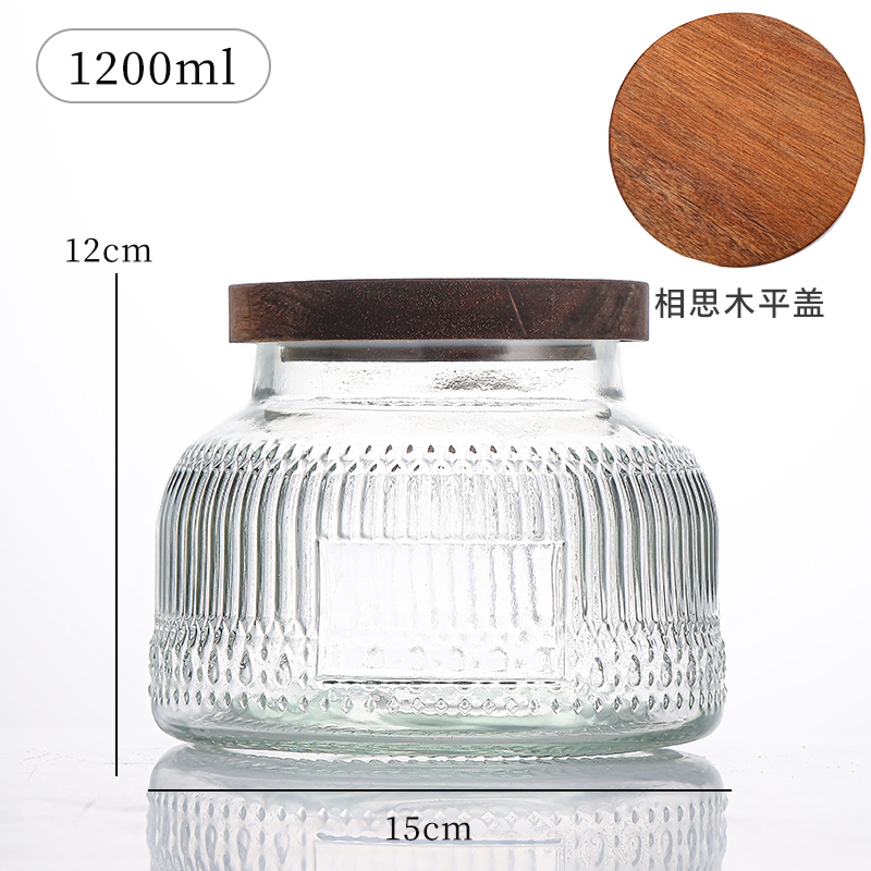 大肚储物罐 Embossed glass storage jar (5)