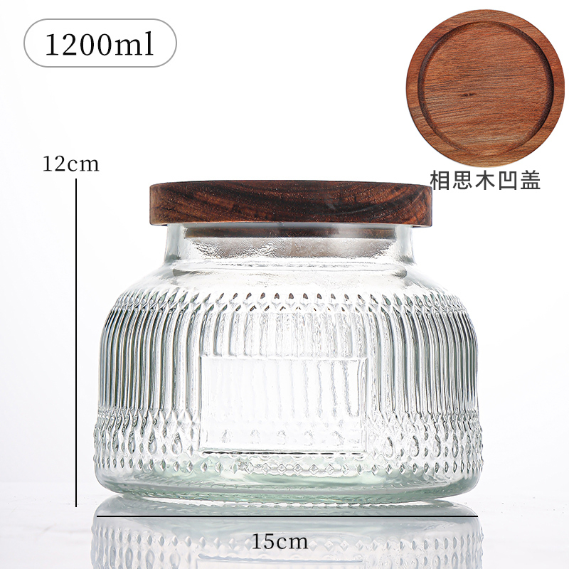 大肚储物罐 Embossed glass storage jar (6)