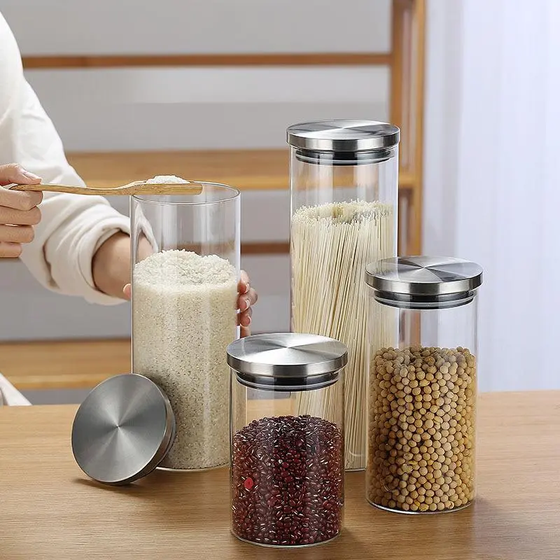 高硼硅储物罐不锈钢盖1 High borosilicate storage jar stainless steel lid (1)