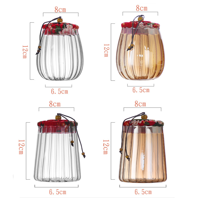 花布盖茶叶罐1 Glass jar with cloth lid for multi-grain storage (4)