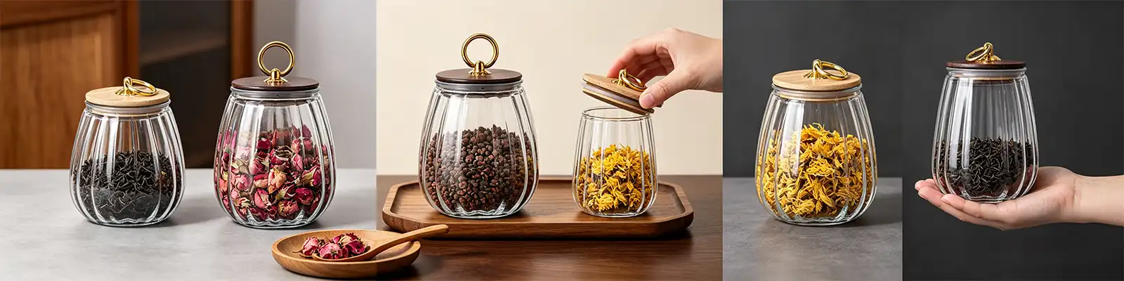 pumpkin-shaped clear glass storage jar