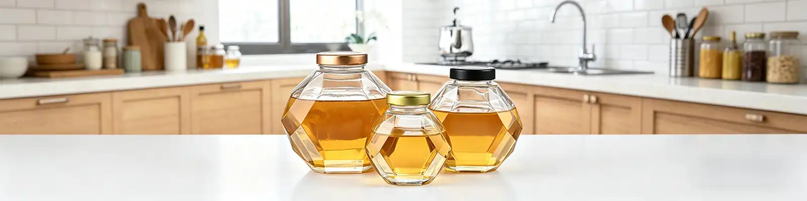 hexagonal glass honey bottle hexagonal glass honey bottle