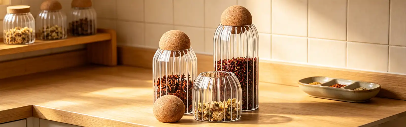 Cork Stripe Storage Jar