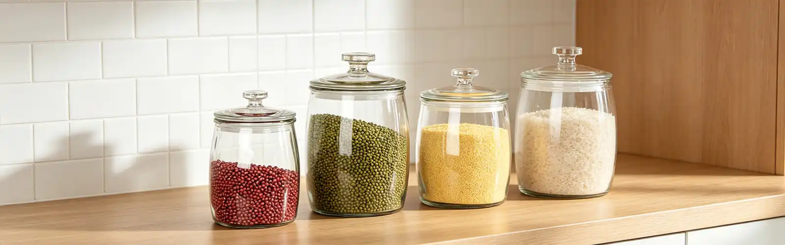 storage jars with clear glass lids
