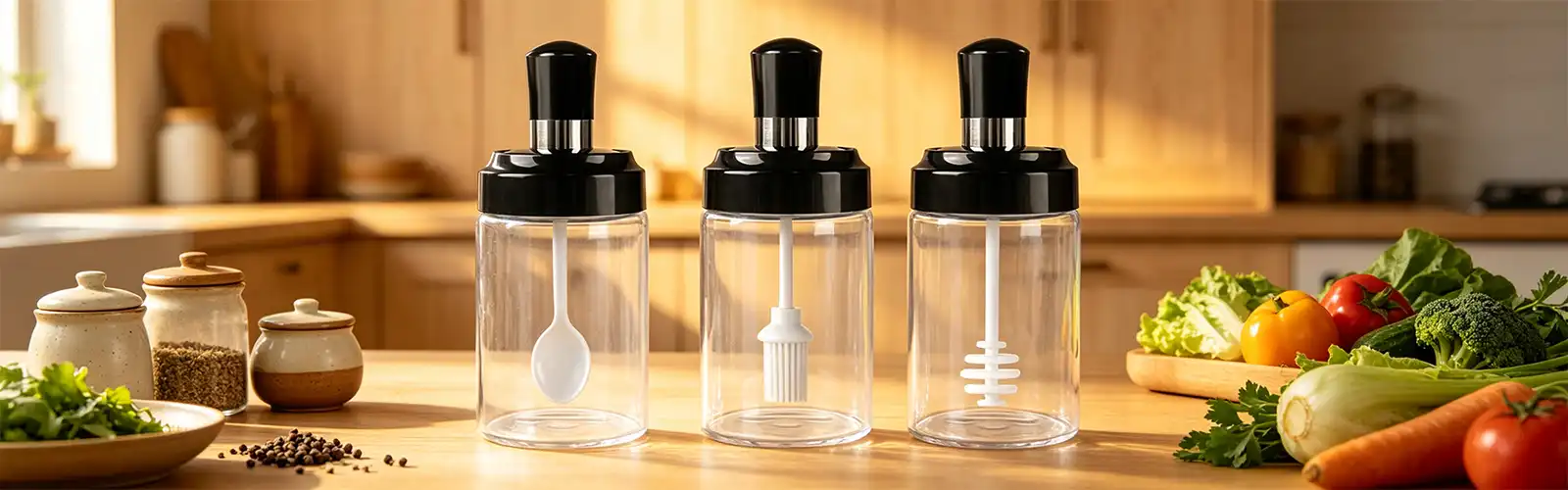 rotating glass seasoning bottle