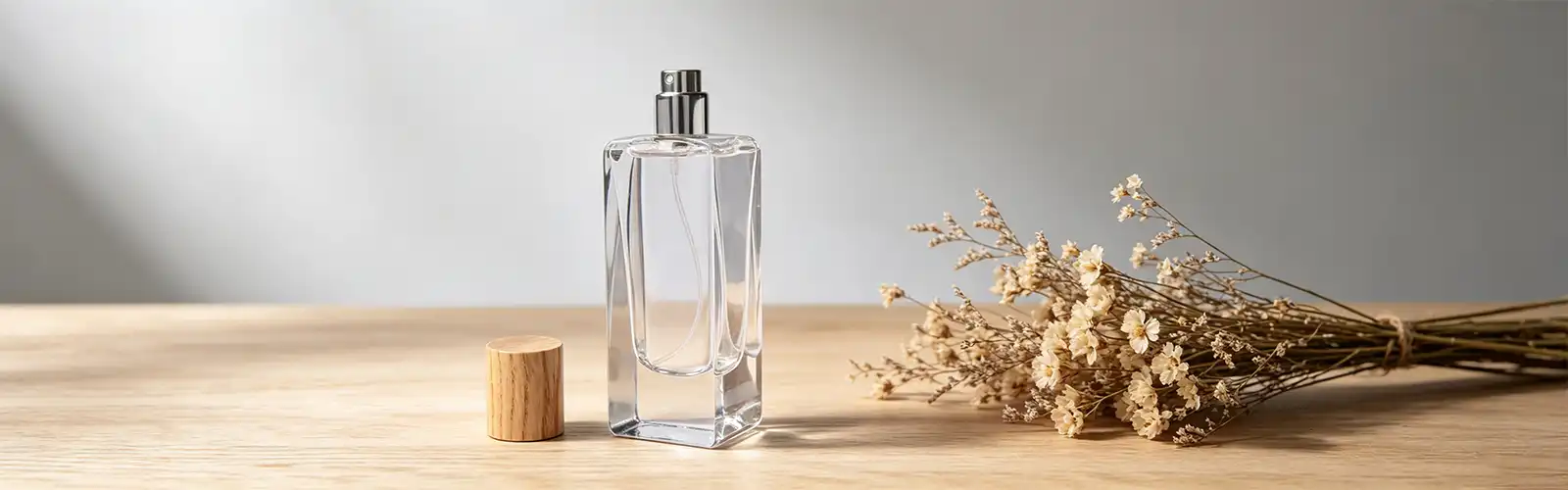 perfume bottle with wooden cover