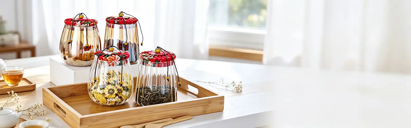 Glass jar with cloth lid for multi-grain storage Glass jar with cloth lid for multi-grain storage
