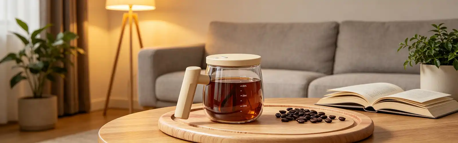 Self-stirring clear glass coffee cup Self-stirring clear glass coffee cup