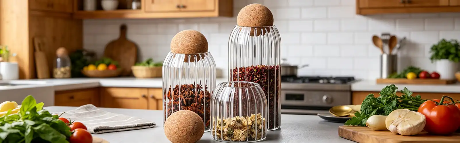 Cork Stripe Storage Jar
