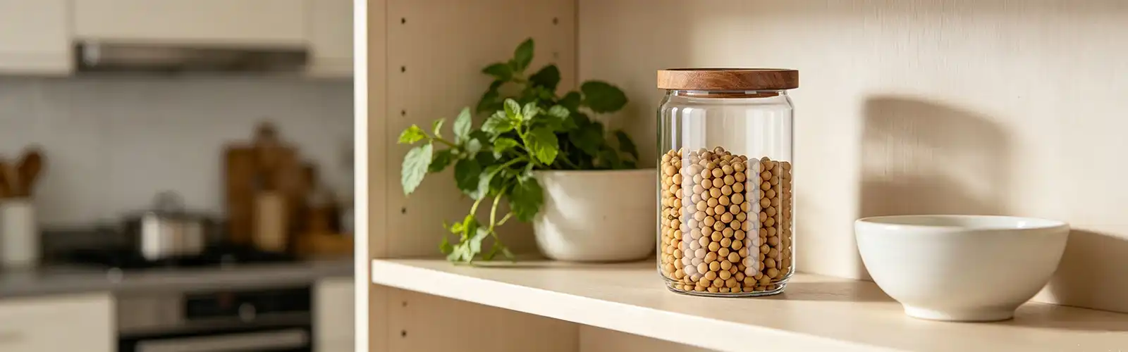 Acacia glass storage jar Acacia glass storage jar