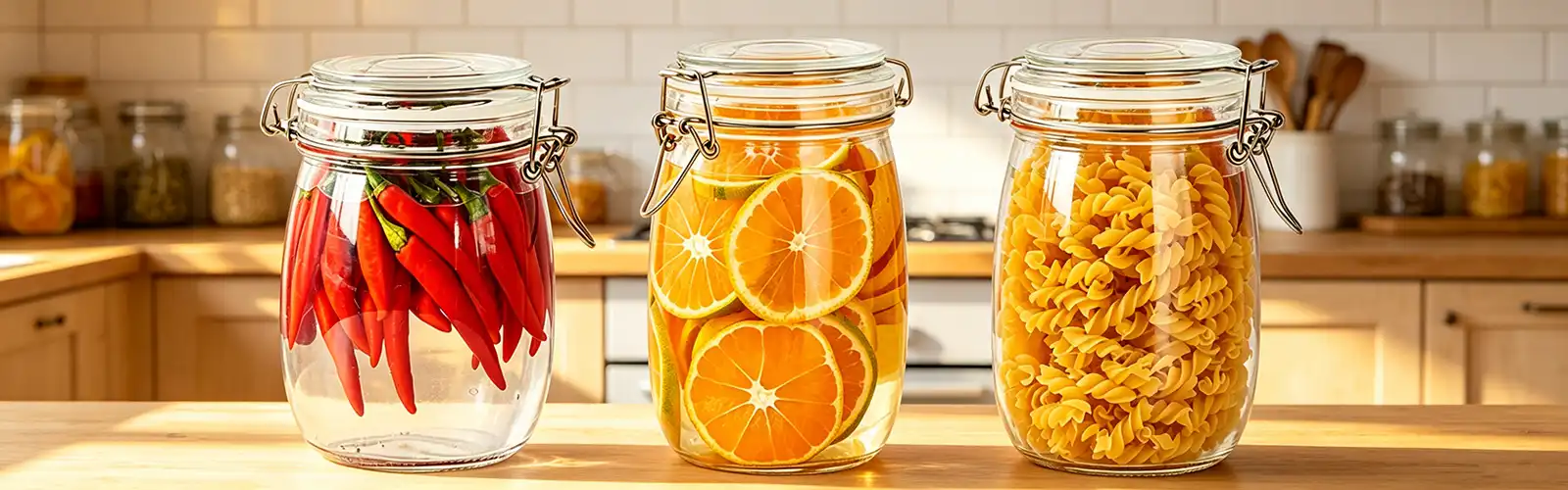 Clip-on glass jar