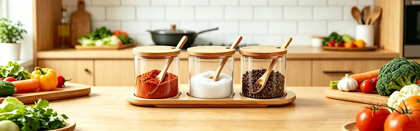 Bamboo lid seasoning jar with spoon Bamboo lid seasoning jar with spoon