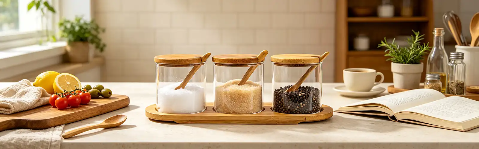 Bamboo lid seasoning jar with spoon Bamboo lid seasoning jar with spoon