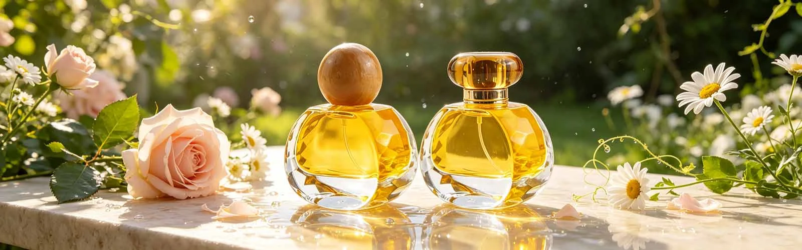 Transparent round glass perfume bottle