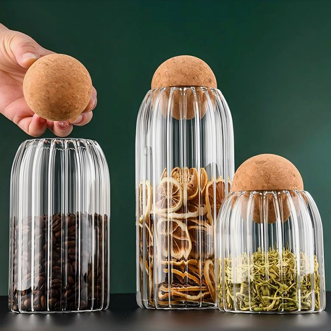 Cork Stripe Storage Jar