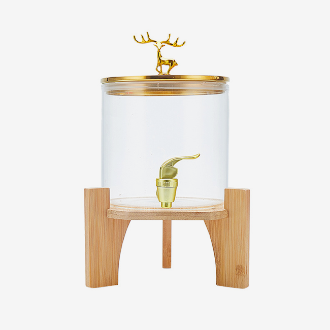 Glass juice dispenser with base